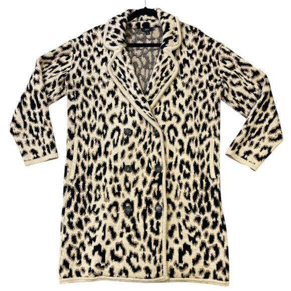 J.Crew Leopard Print Double-Breasted Sweater Coat Women’s Wool Blend Knit Jacket - Picture 8 of 14